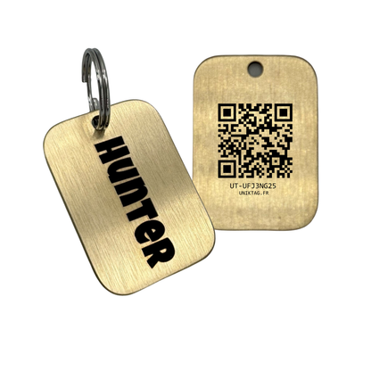 Brass Dog ID Tag with Personalized QR Code