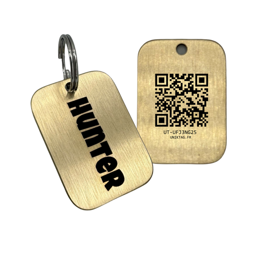 Médaille Plaque d'Identité en Laiton avec QR Code Personnalisée pour Chien