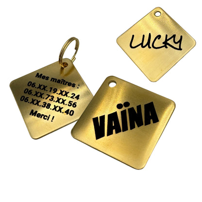 Médaille grand losange en laiton pour chien et chat – UNIKTAG