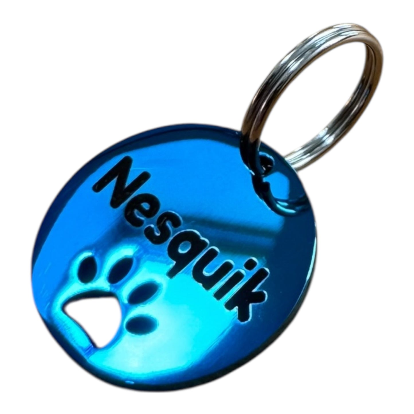 UNIKTAG – Médaille Ronde avec Empreinte de Patte pour Chien en Acier Inoxydable – Personnalisable et Élégante | Or, Or Rose, Argent, Bleu ou Noir