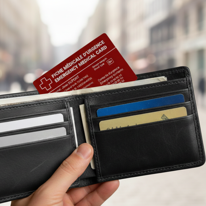 Carte médicale personnalisée dans un portefeuille