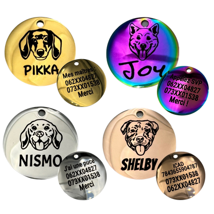 Médaille tête de chien en acier inoxydable pour chien – UNIKTAG