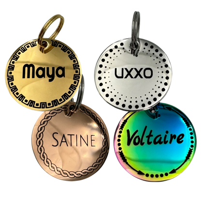 Médaille ronde cercée en acier inoxydable pour chien et chat – UNIKTAG