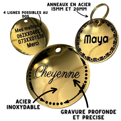Médaille ronde cercée, coloris or rosé