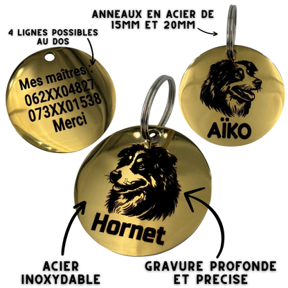 Médaille Berger Australien, coloris or
