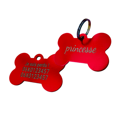 Médaille os en aluminium, coloris rose fuchsia