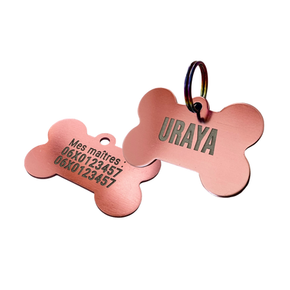 Médaille os en aluminium, coloris rose pâle