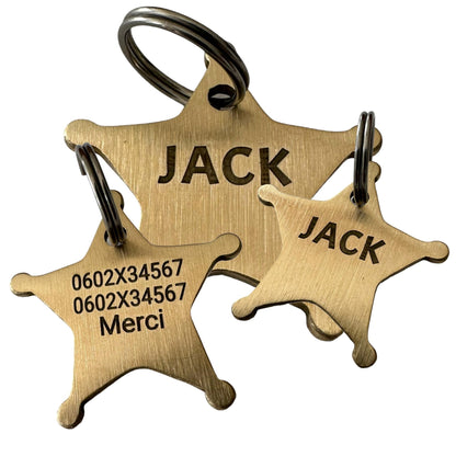 Médaille étoile de shérif en laiton pour chien et chat – UNIKTAG