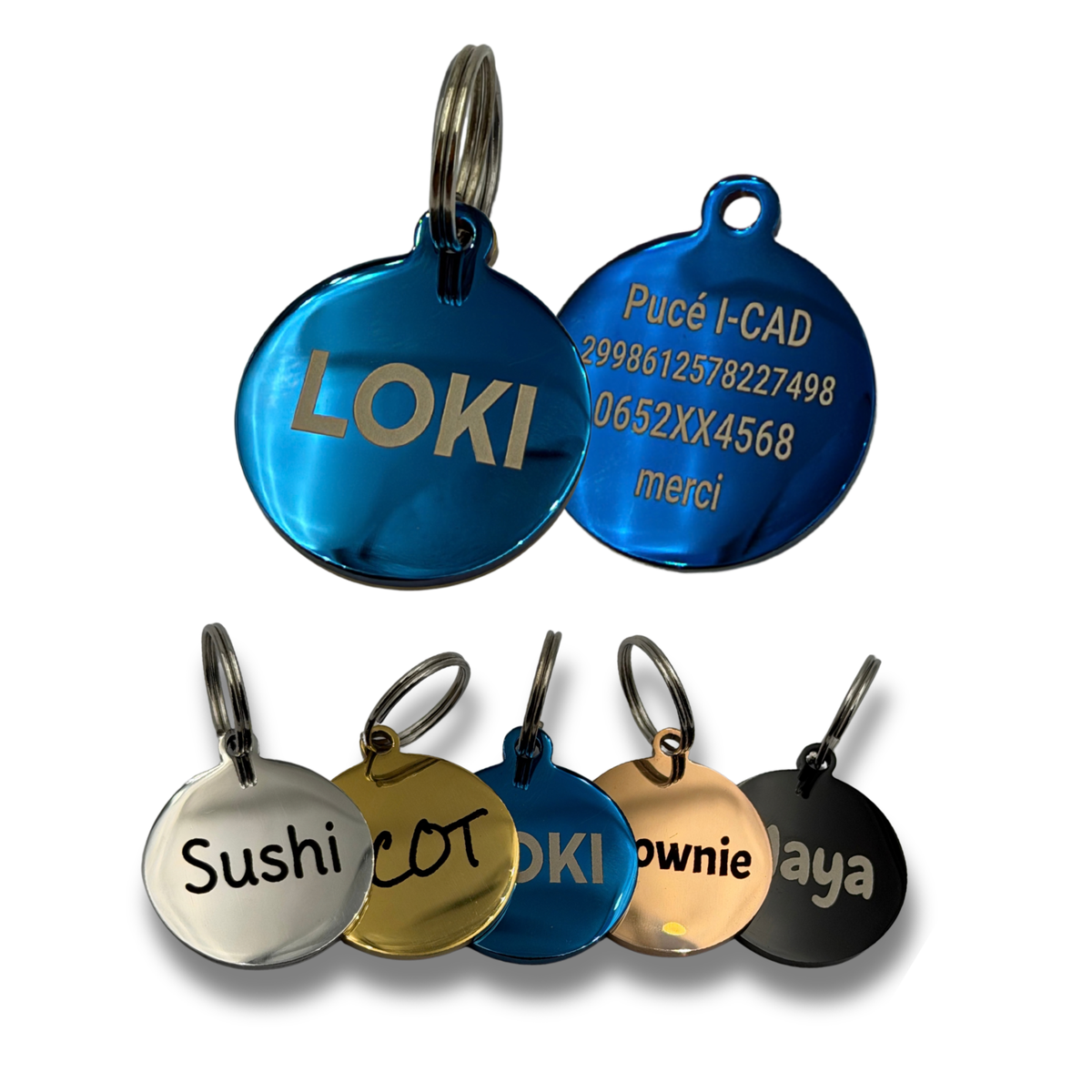 Médaille ronde personnalisée pour chien et chat en acier inoxydable