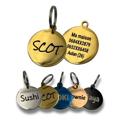 Médaille ronde personnalisée pour chien et chat en acier inoxydable