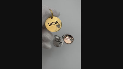 Médaille Ronde avec Cœur Percé en Acier Inoxydable Personnalisée pour Chien et Chat