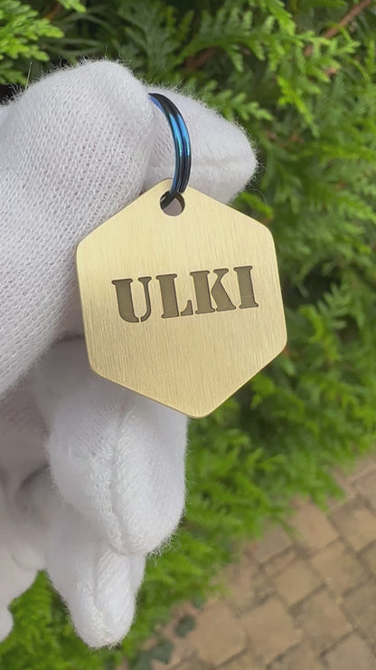 Médaille Hexagonale en Laiton Personnalisée pour Chien et Chat