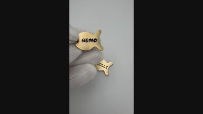 Personalized Brass Fish Pet ID Tag for Dog and Cat